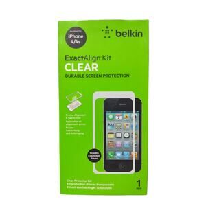 NEW Belkin Exact Align Kit Clear Screen Protector For iPhone 4 and 4S - NOS
